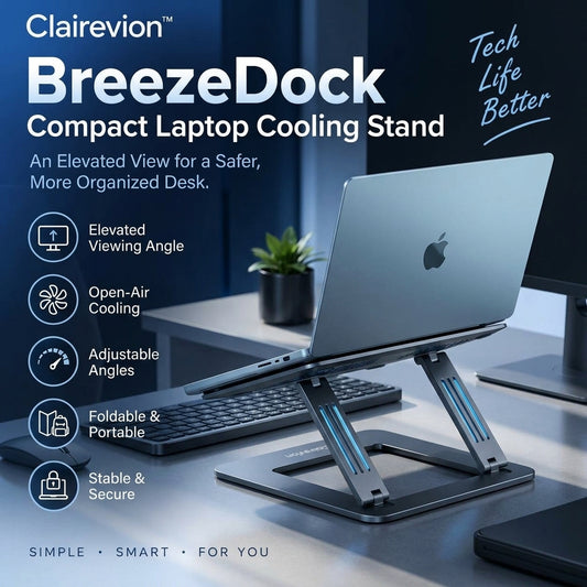 Clairevion™ BreezeDock Compact Laptop Cooling Stand