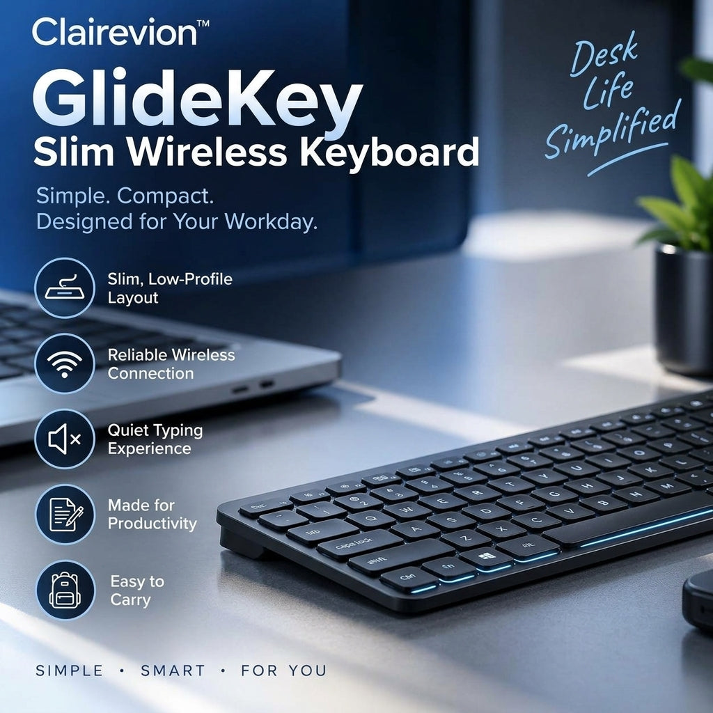 Clairevion™ GlideKey Slim Wireless Keyboard