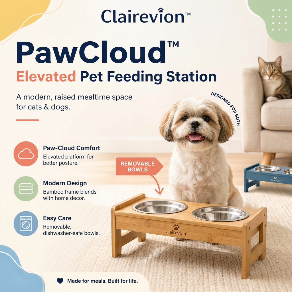 Clairevion™ PawCloud Elevated Pet Feeding Station