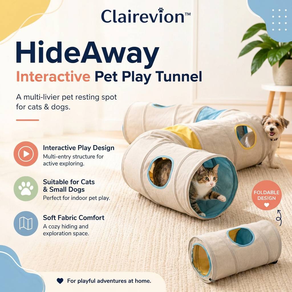 Clairevion™ HideAway Interactive Pet Play Tunnel