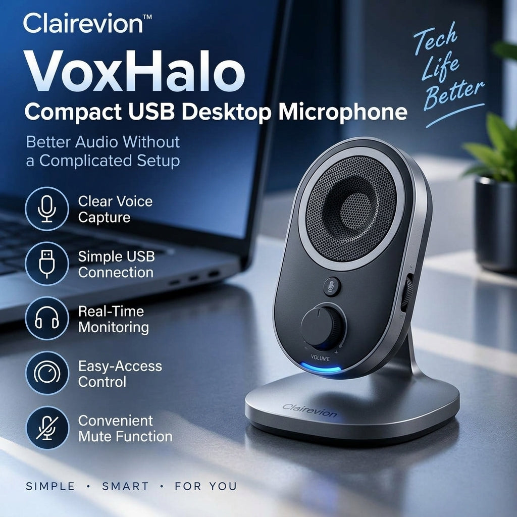 Clairevion™ VoxHalo Compact USB Desktop Microphone